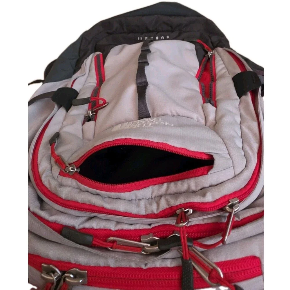The North Face Surge II Transit Backpack SURGE 2 Hiking Camping Outdoor Gray Red